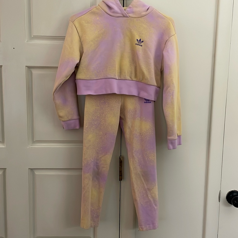 Adidas Kids graphic hoodie and leggings-size 9-10